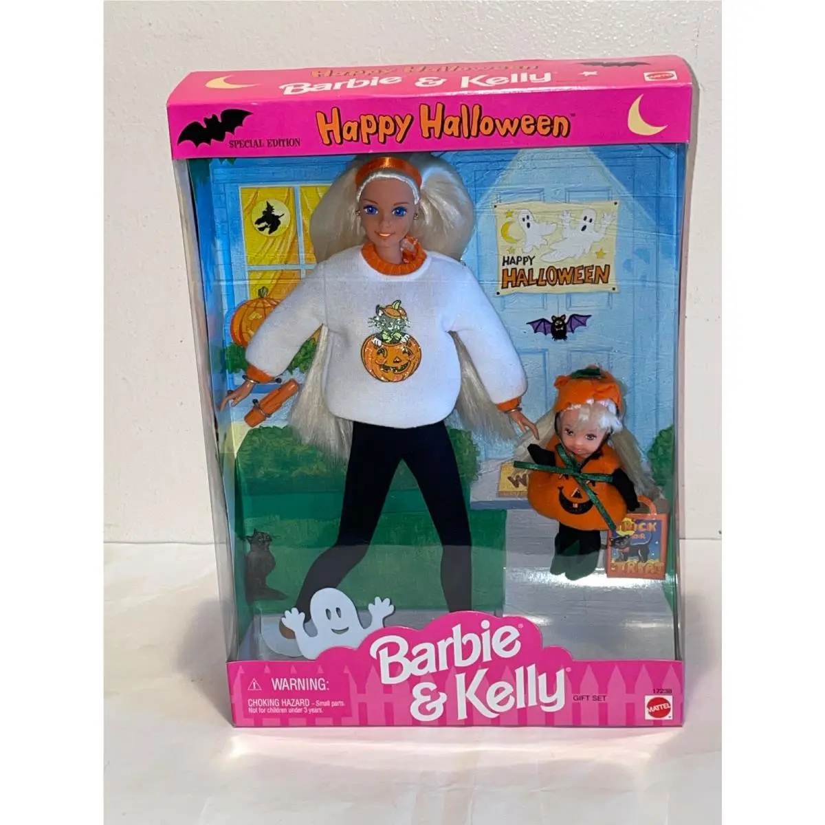 1996 SE Happy Halloween Barbie Kelly Dolls W/ Pumpkin Decorations Mattel