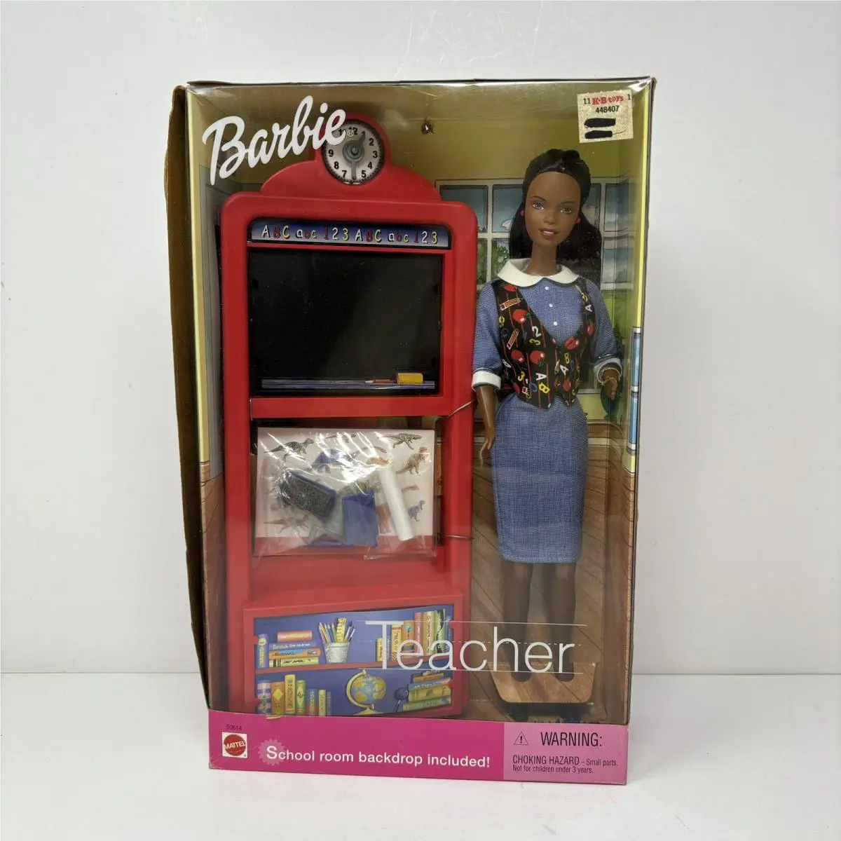 Teacher Barbie Doll African American School Room Backdrop 2000 Mattel 50614