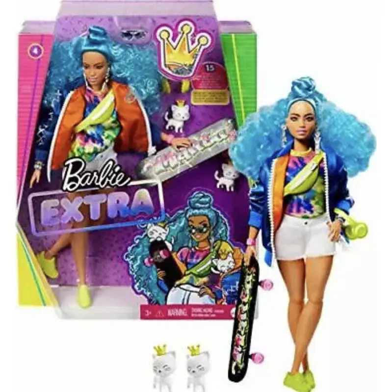 Barbie Extra Doll 4 Curvy Zippered Bomber Jacket Cat Skateboard Jan.15 21