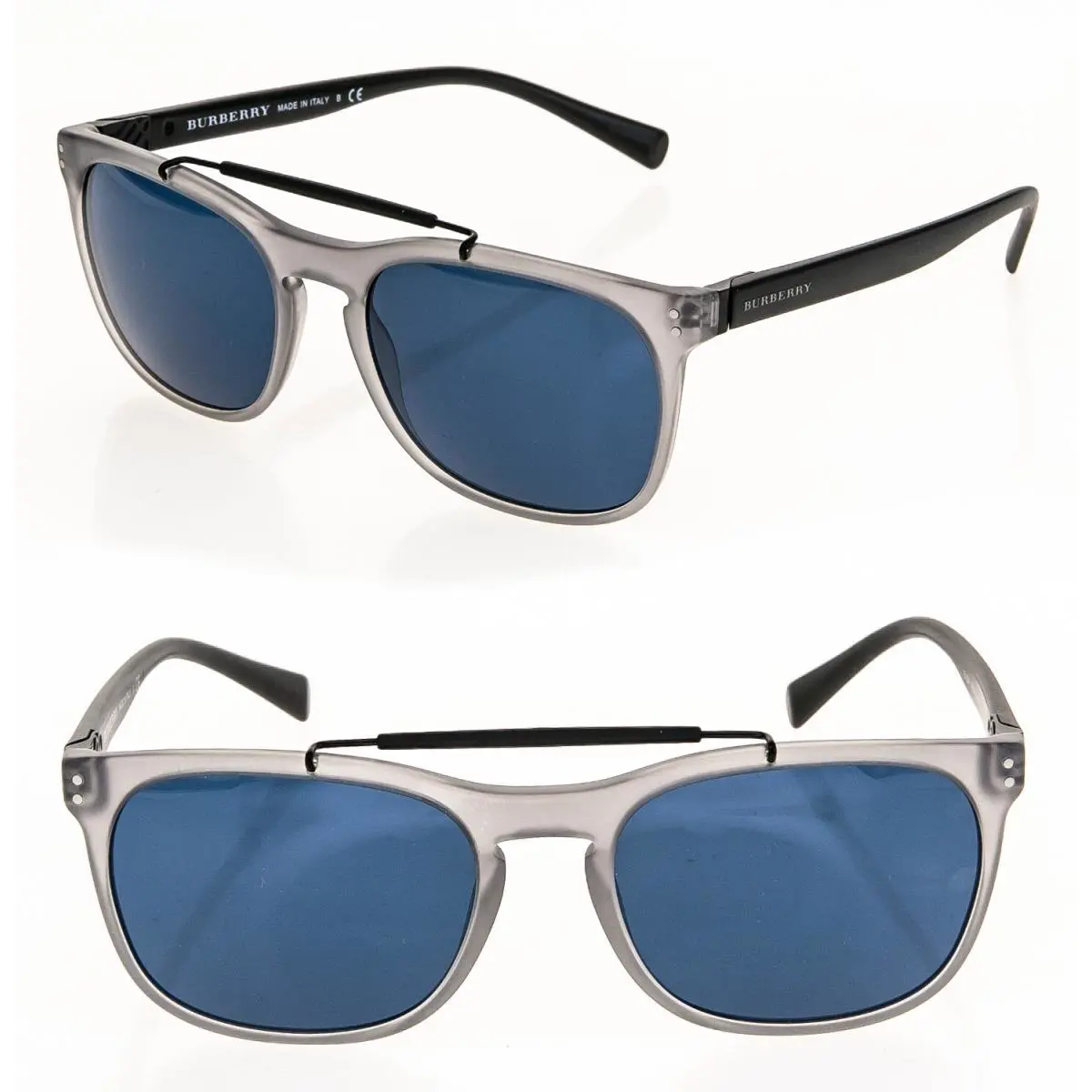 Burberry BE4244 Black Grey Translucent Blue Rectangular Check Sunglasses 4244