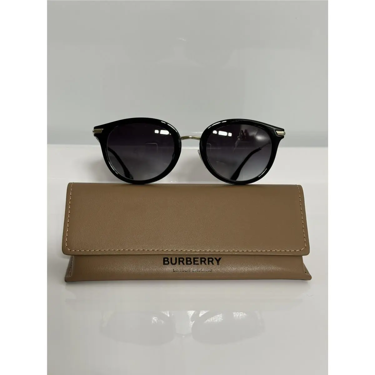 Burberry 4398D 30018G Black Round Acetate Sunglasses 50mm