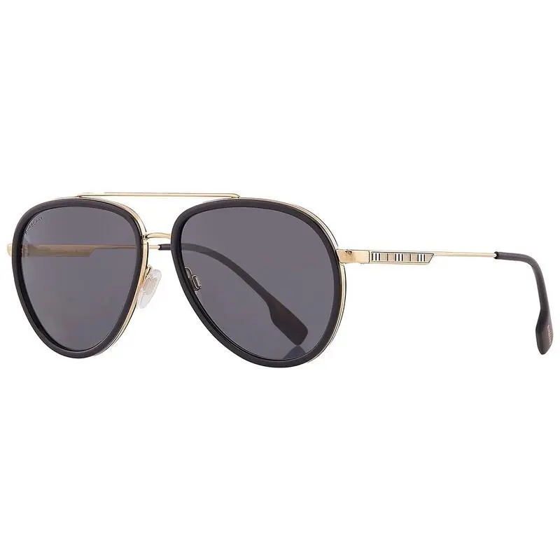 Burberry BE3125 101781 Oliver Sunglasses Gold Frame Polarized Dark Grey Lens 59m