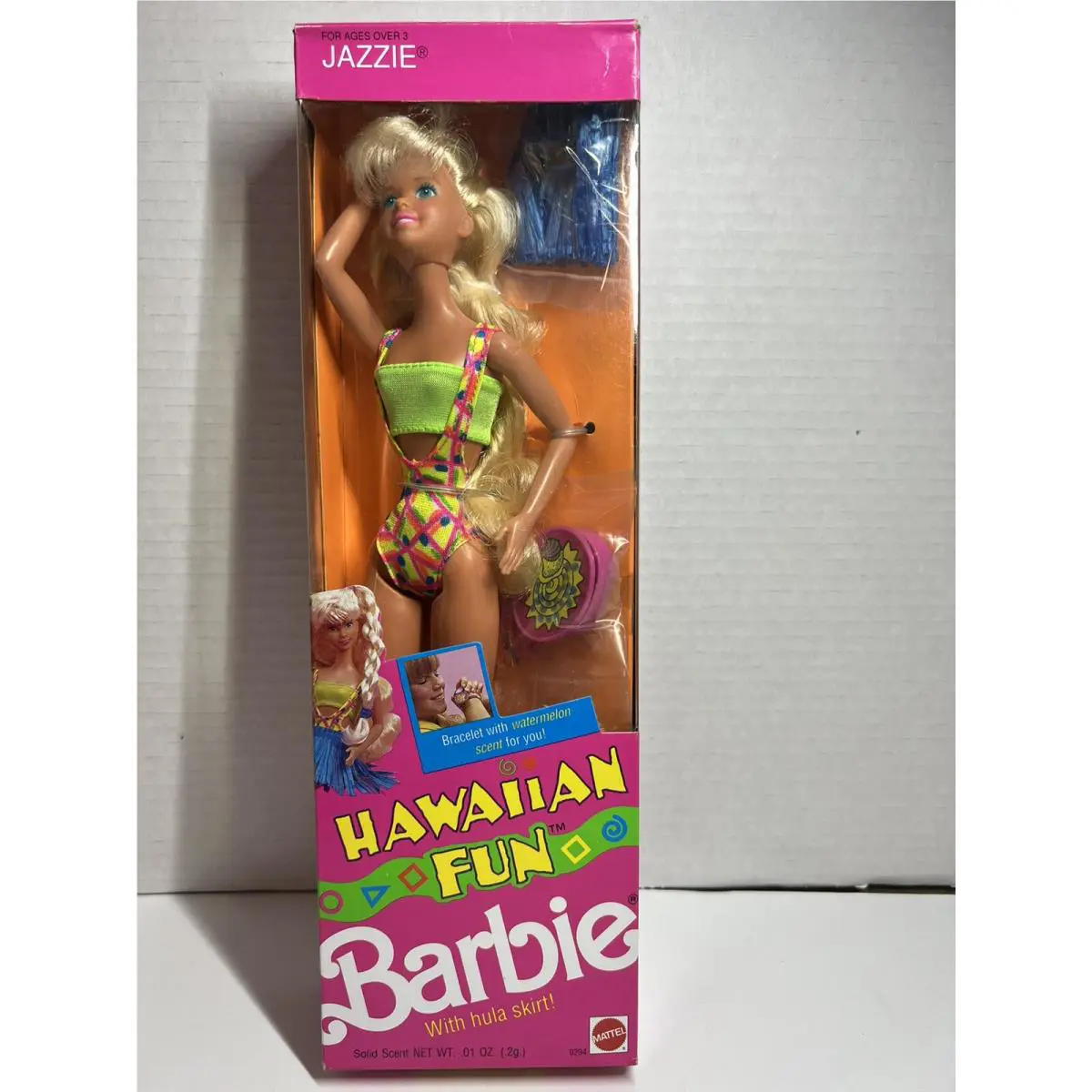 1990 “hawaiian Fun Jazzie Barbie W/hula Skirt 9294 Mattel
