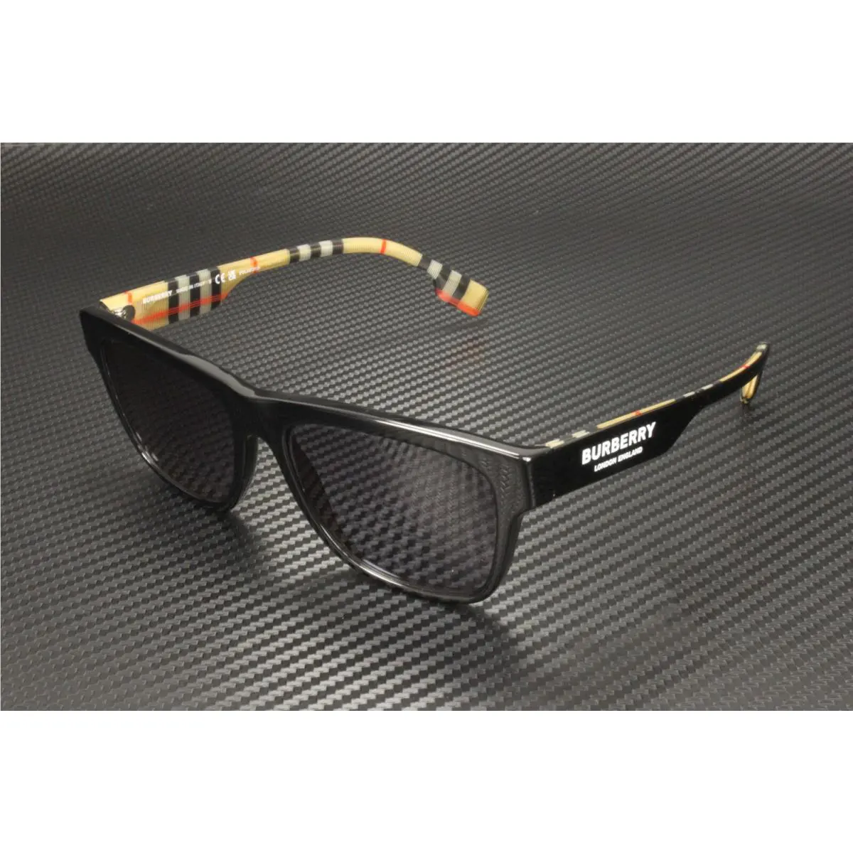 Burberry BE4293 377381 Black Grey Polarized Lens Unisex Sunglasses 56mm