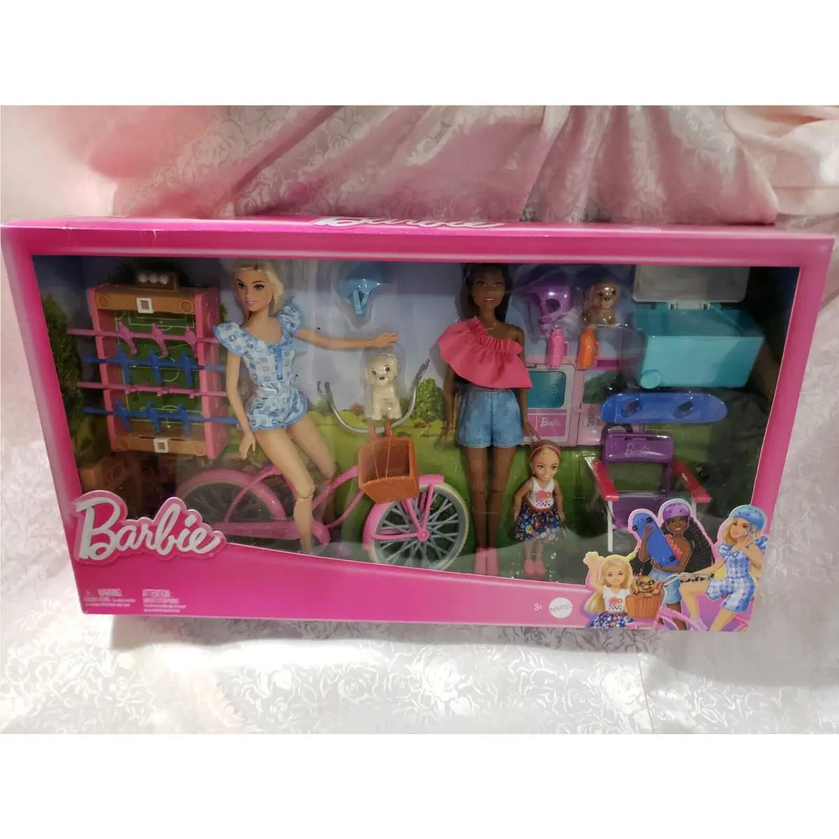 Barbie Backyard Fun Puppies Bike Dolls Foosball Deluxe Playset