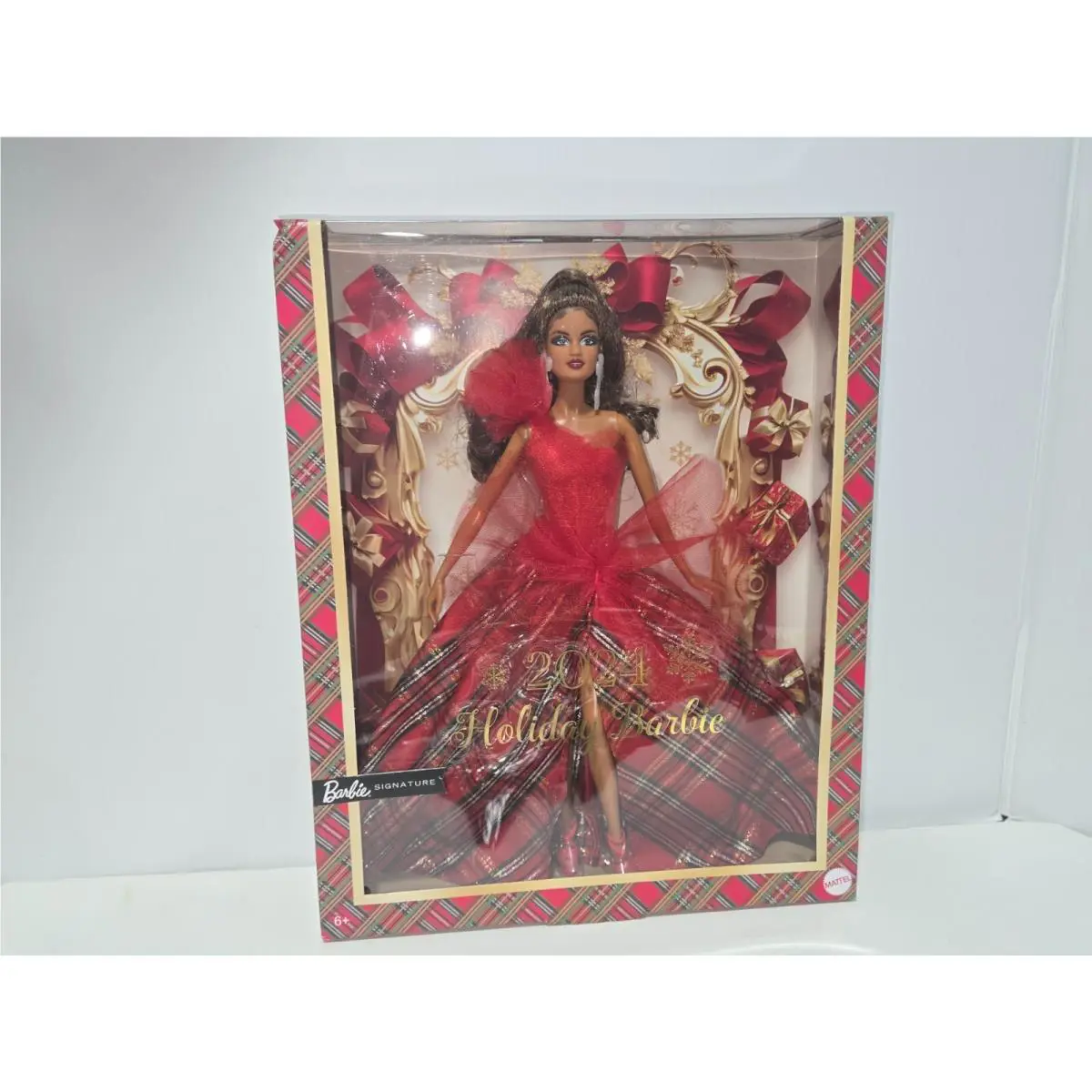 Signature Doll 2024 Holiday Blonde Fashion Wearing Gown Plaid Gown Latina HRM63