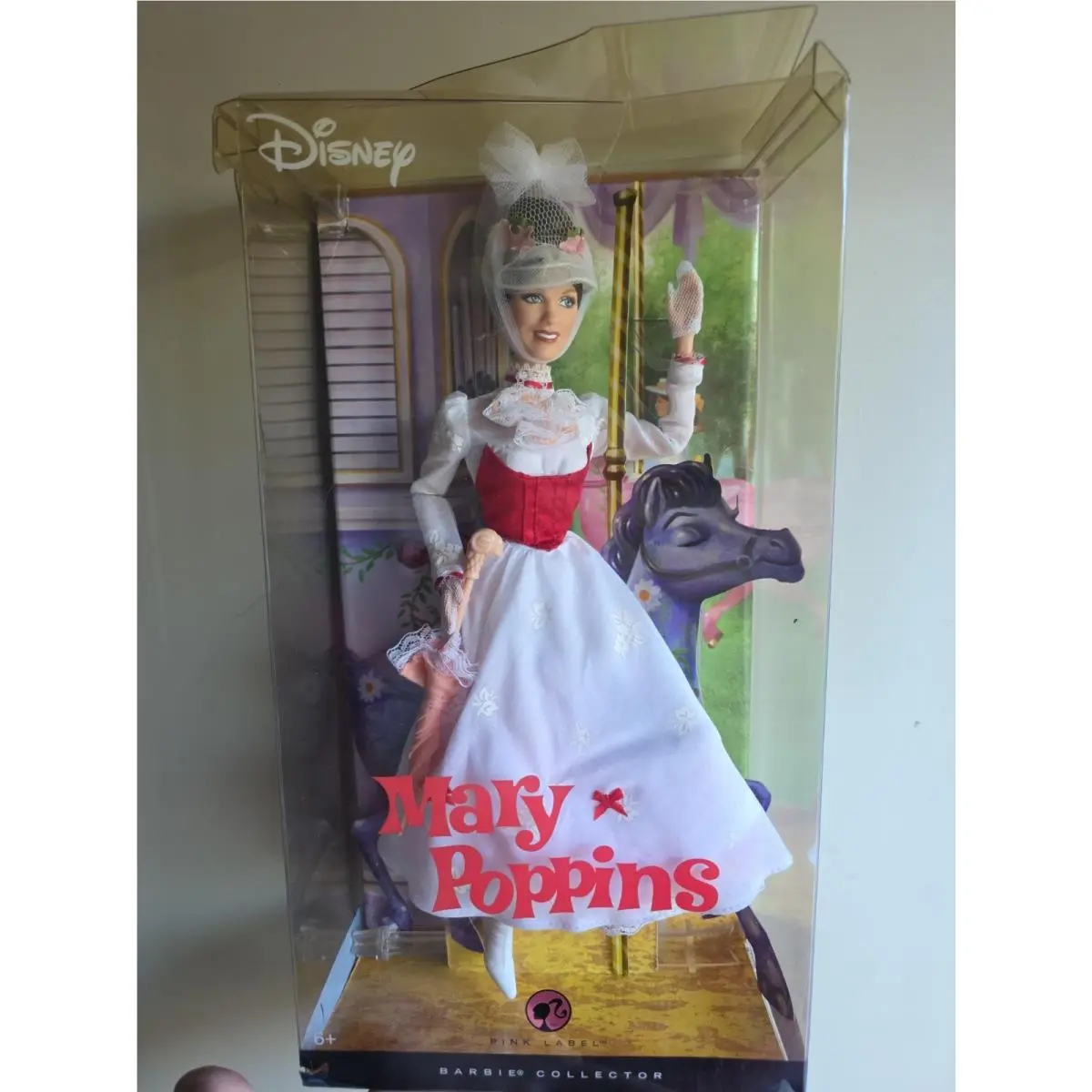 Mary Poppins Barbie Mattel Pink Label Collector’s Doll White Dress Carousel