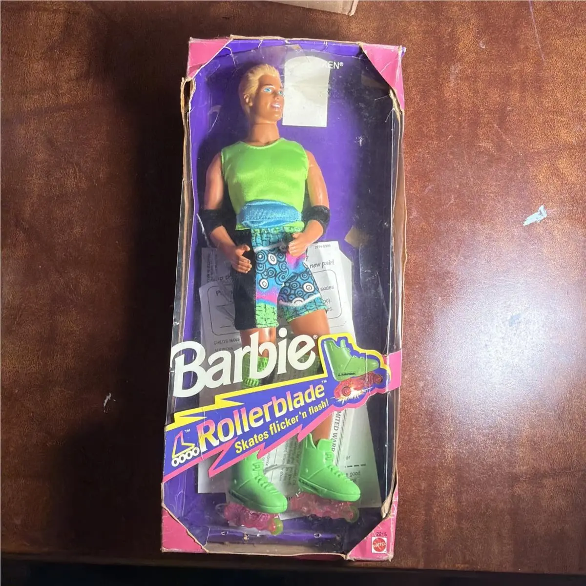 Vintage 1991 Mattel Barbie “flicker ‘n Flash Rollerblade Ken” 2215 Nrfb