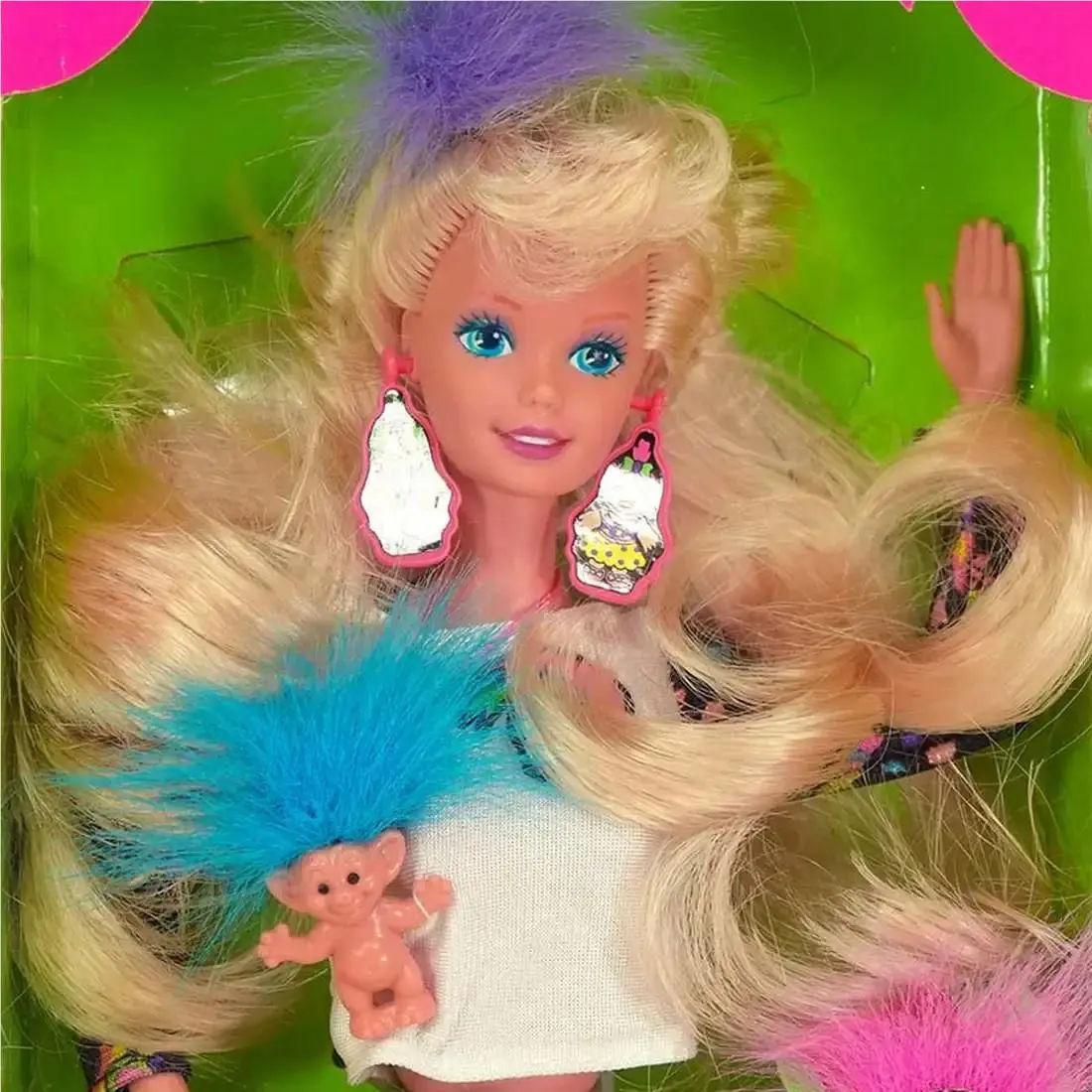Vintage Blonde Troll Barbie Doll Cool Mix Match Hair 1992 Mattel 10257 Nrfb