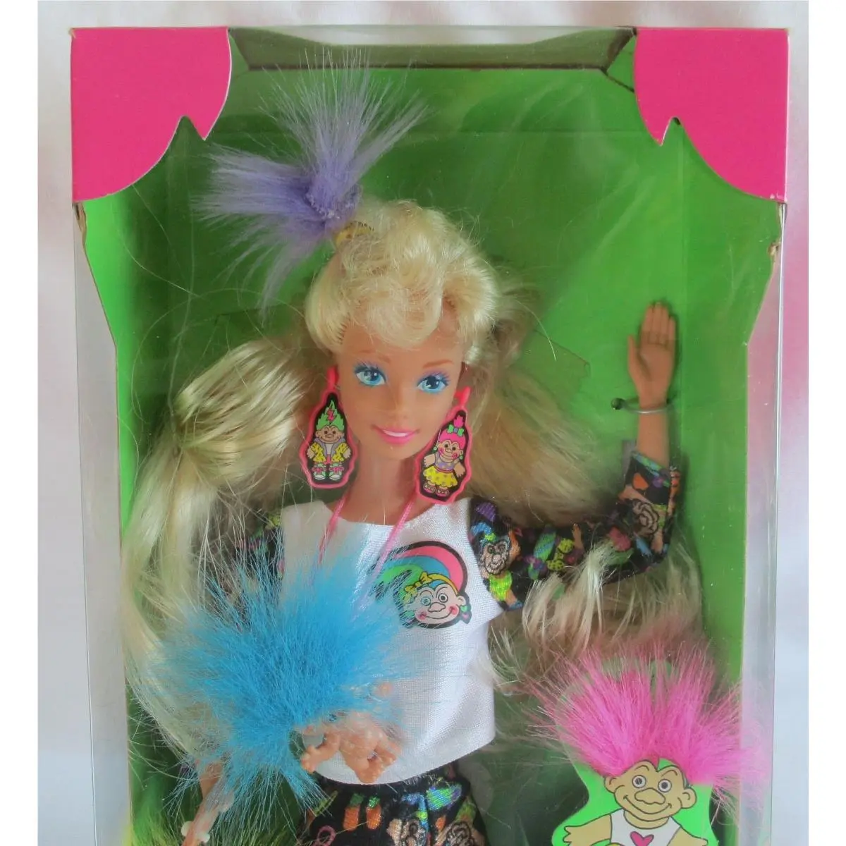 Vintage Blonde Troll Barbie Doll Cool Mix Match Hair 1992 Mattel 10257 Nrfb