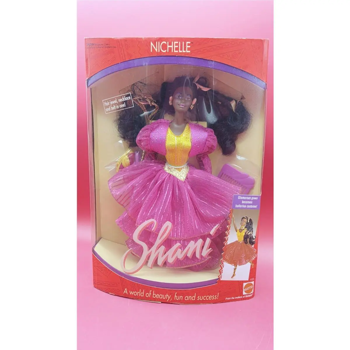1991 Mattel Shani Nichelle Doll World Of Beauty Glamorous Gown 1751 Nrfb