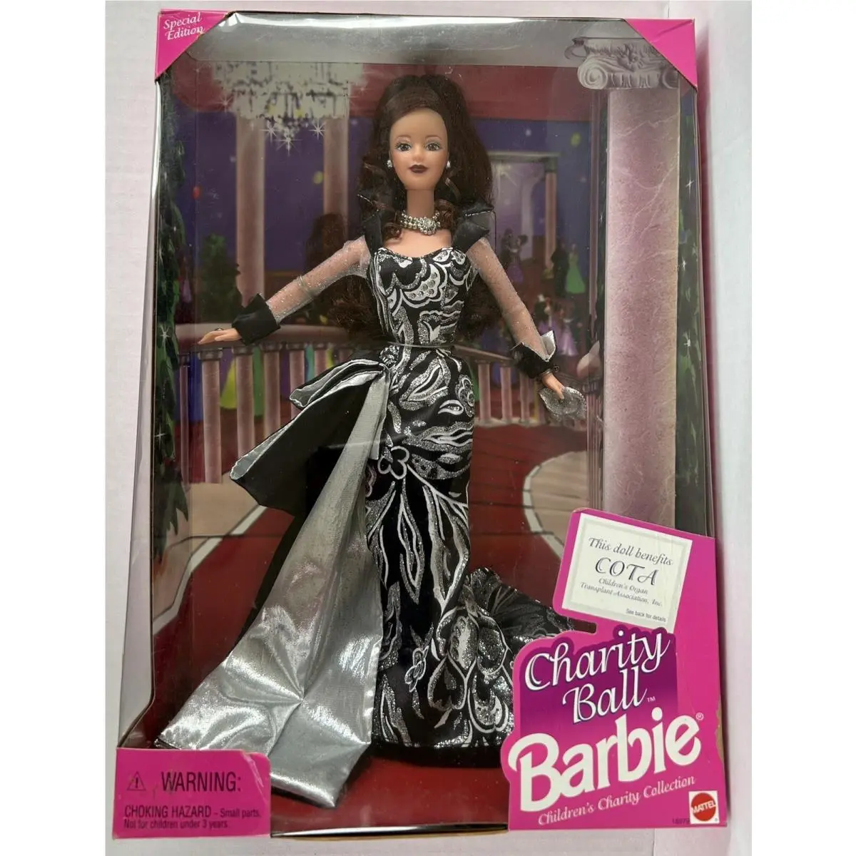 Charity Ball Barbie 18979 Black Silver Ball Gown Vintage 1997 Mattel