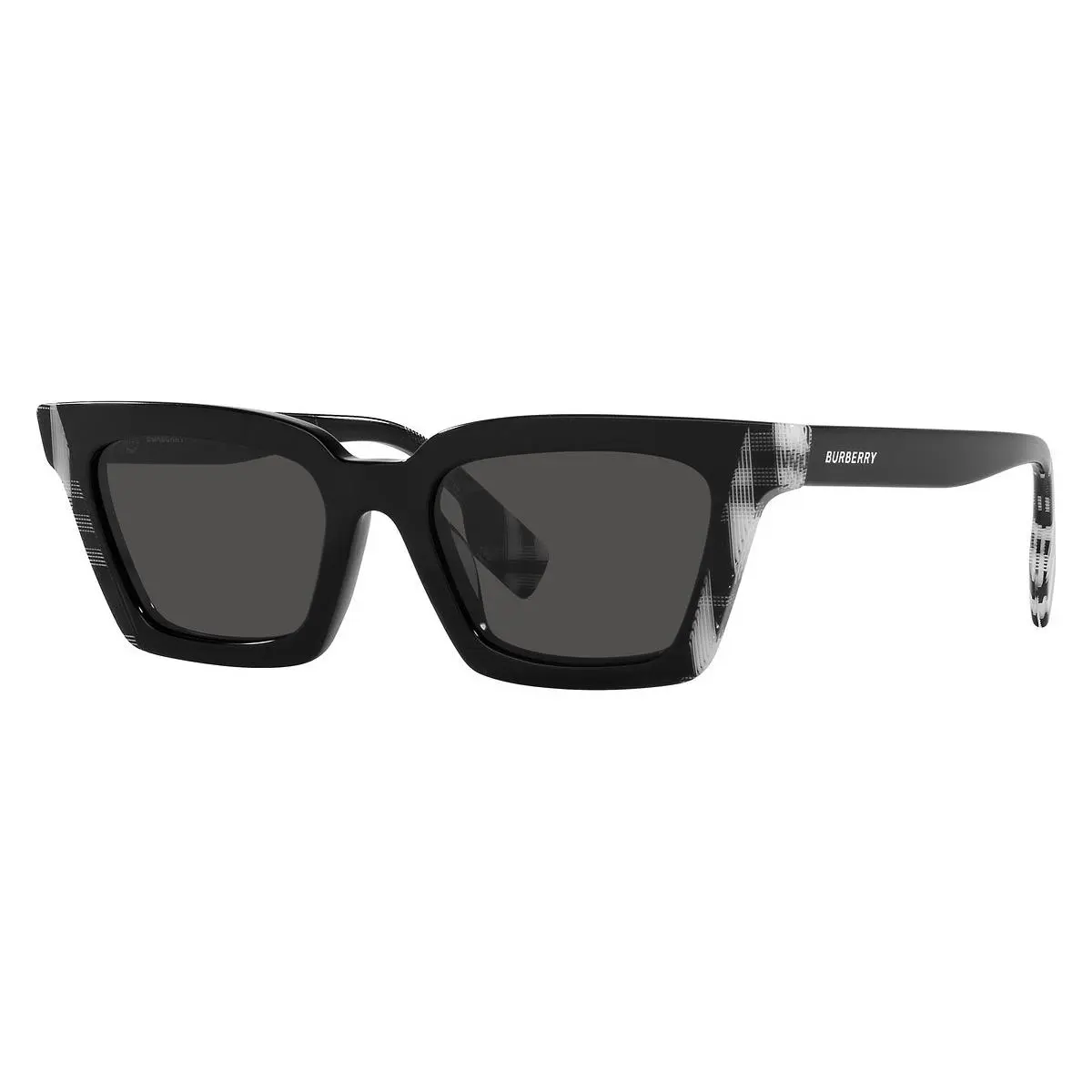 Burberry Woman Sunglasses BE4392U 405187 52mm Black/check White - Grey Lens