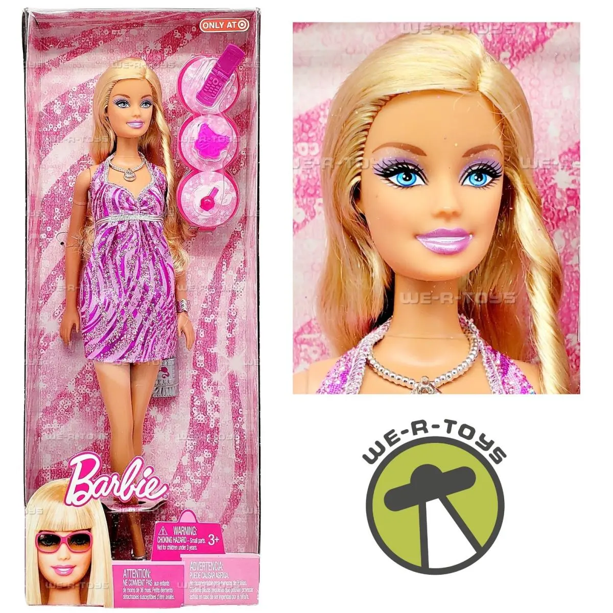 Glitz Barbie Doll with Shimmering Pink and Purple Dress 2009 Mattel T3783