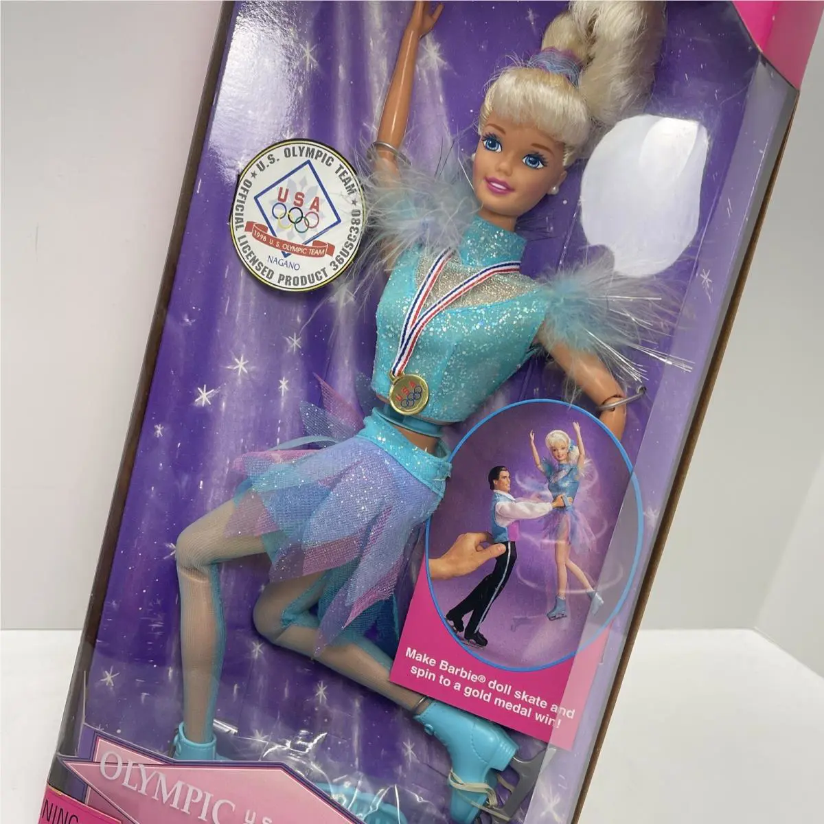 1998 Usa Olympic Skater Barbie Gold Medal Doll 18501 Mattel Vintage 1997