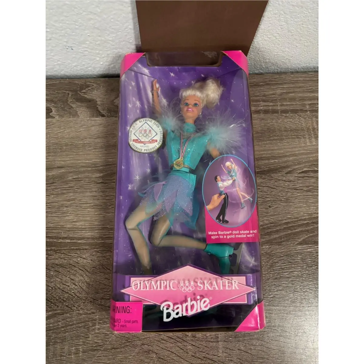 Mattel Barbie 1997 Olympic Usa Ice Skater 18501 Spin Skate Blonde Signed