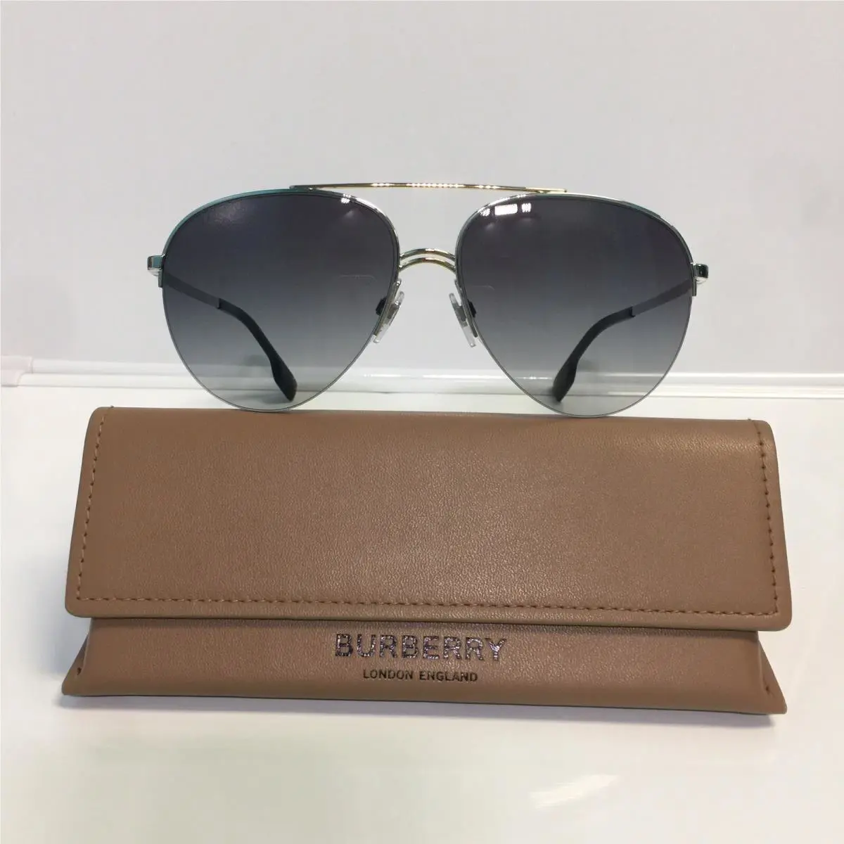 Burberry 3113 13038G Silver/gold Aviator Grey Gradient Sunglasses