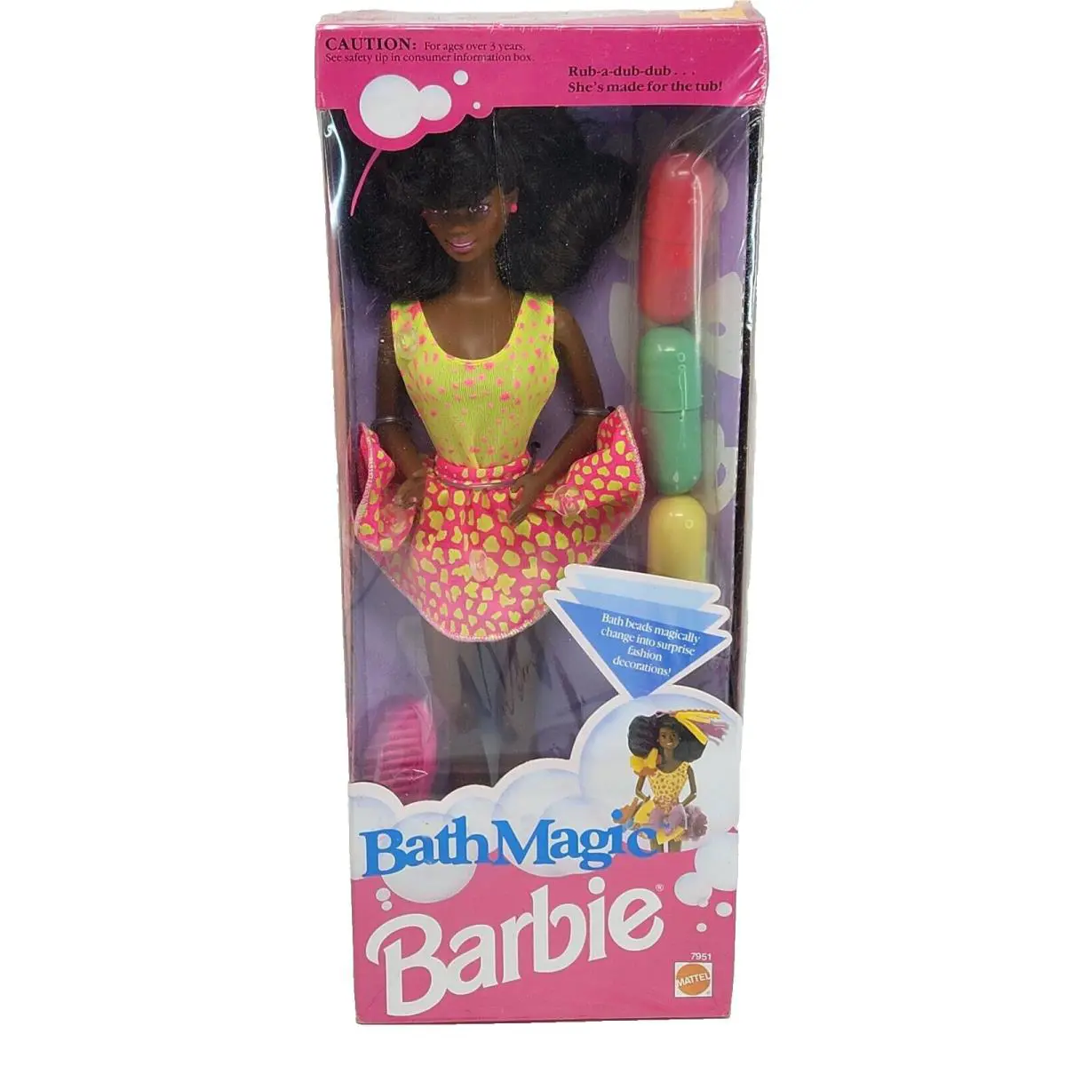 Vintage 1991 Bath Magic Black Barbie Doll Mattel IN Box Nos 7951