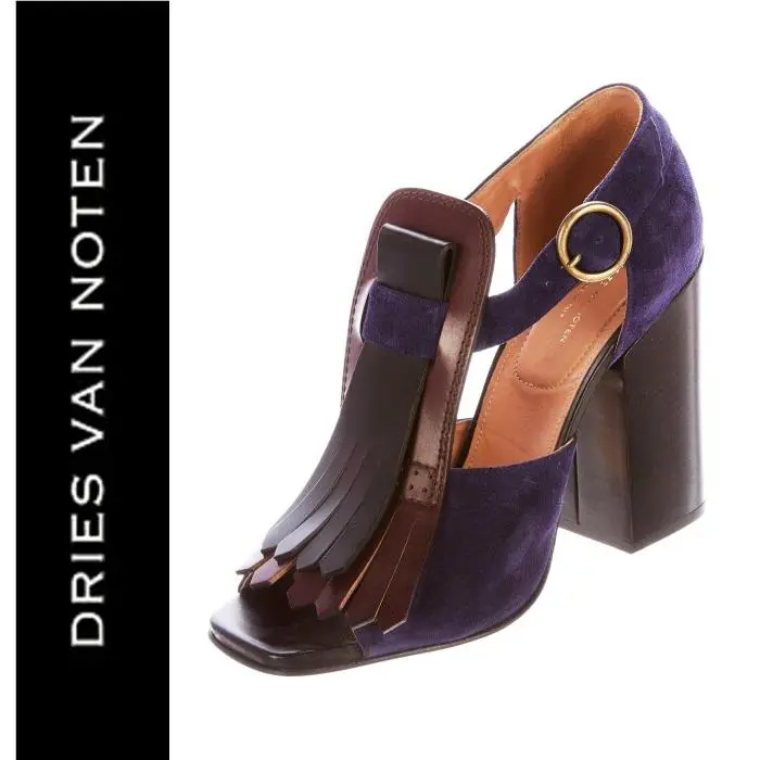 Kiltie Purple Suede / Brown Leather Pumps US 6.5 -7 /it 37 by Dries Van Noten