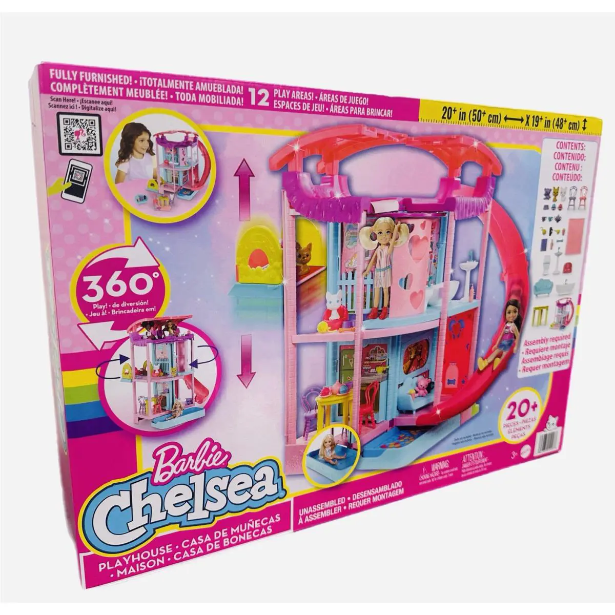 Barbie Chelsea Playhouse Transforming Dollhouse 12 Play Areas Furnished 20 X19