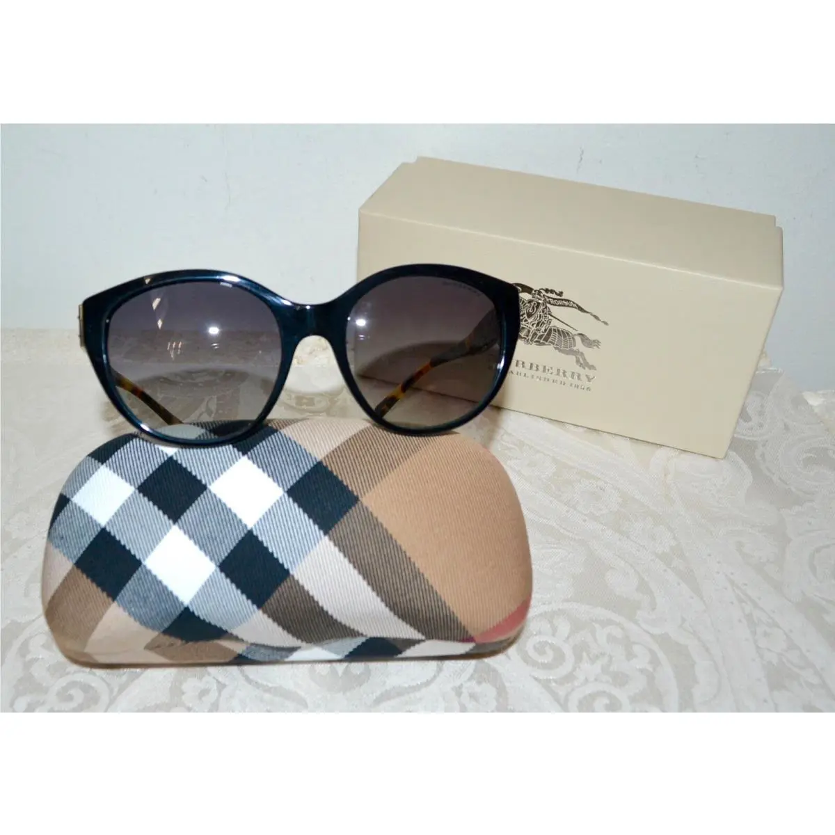 Burberry Womens Black/tortoise Cat Eye Sunglasses B4242 Havana Brown