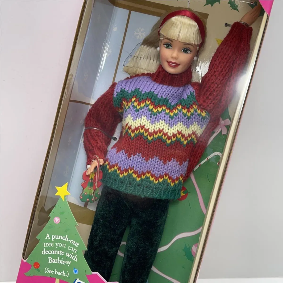 Tree Trimming Barbie Christmas Special Edition Doll 22967 Mattel Vtg 1998