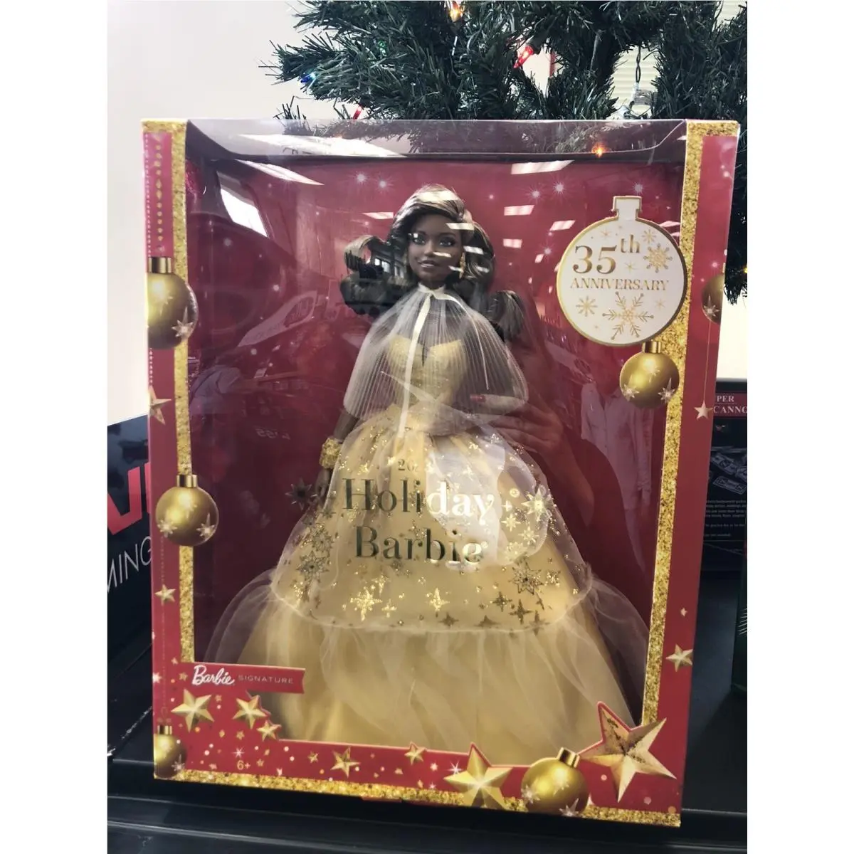 Barbie Holiday 2023 Signature Doll Black Brown Hair Golden Gown Collector Gift