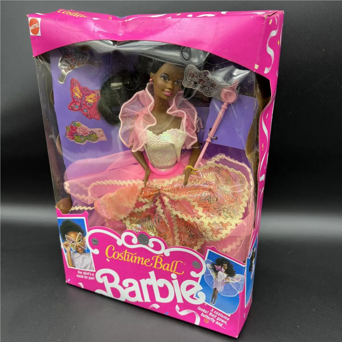 Vintage Mattel 1990 African American Barbie Costume Ball Doll 7134