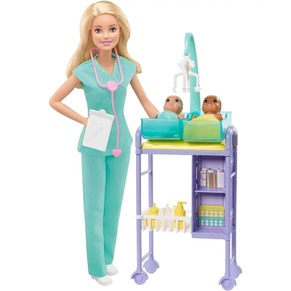 Barbie Baby Doctor Playset with Doll 2 Baby Patients and Examination Accessories