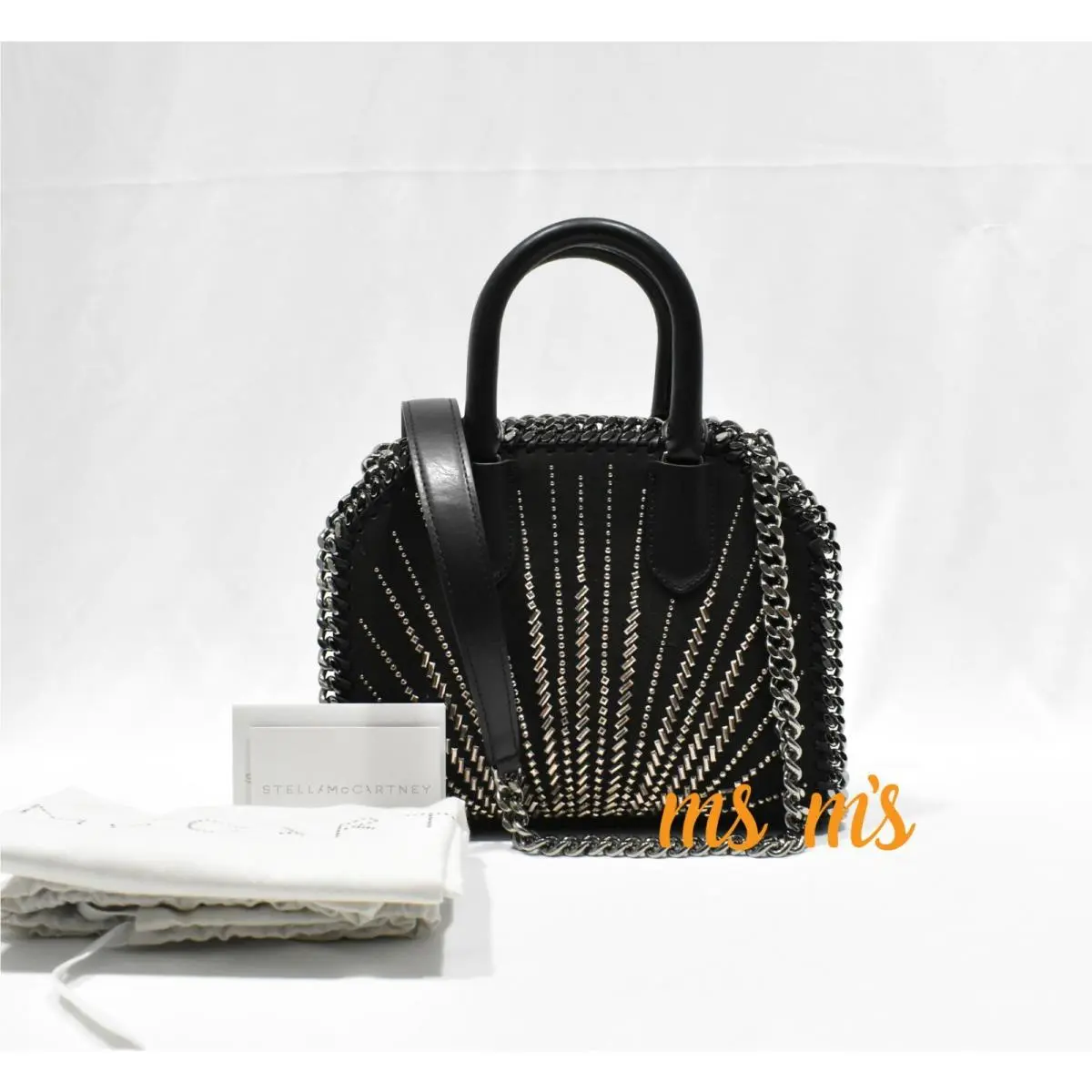 Stella Mccartney Black Suede Leather Studs Falabella Box Crossbody