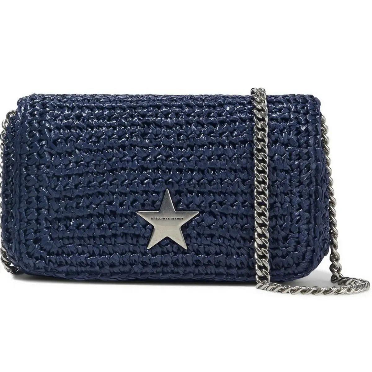 Stella Mccartney Stella Star Raffia Shoulder Bag Navy