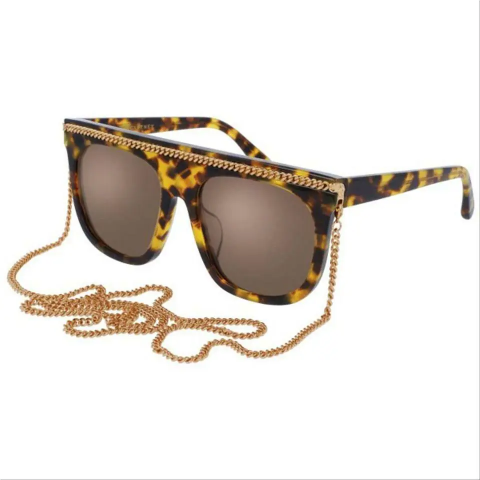 Stella Mccartney SC0043SA 003 Brown Tortoise Sunglasses W/ Cha by Stella McCartney