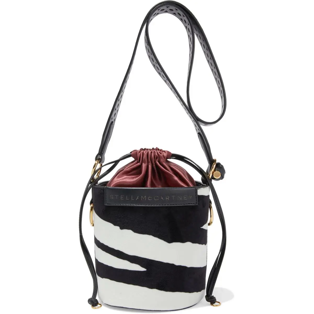 Stella Mccartney Bucket Crossbody Bag Zebra Velvet by Stella McCartney