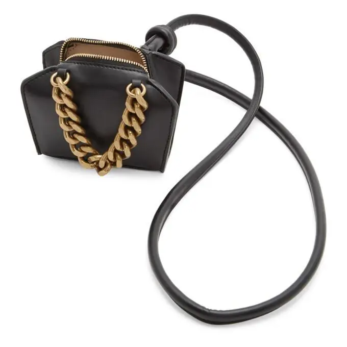 Stella Mccartney L77728 Black Leather Micro Chunky Chain Shoulder Bag by Stella McCartney