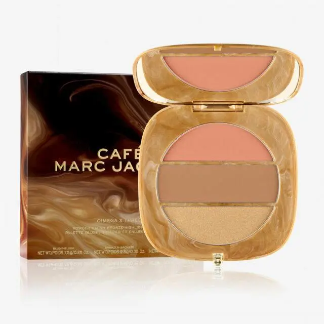 : Cafe O Mega X Three Blush Bronzer Palette 200 TAN-TASTIC GLO! TAN SWIRL CASE by Marc Jacobs
