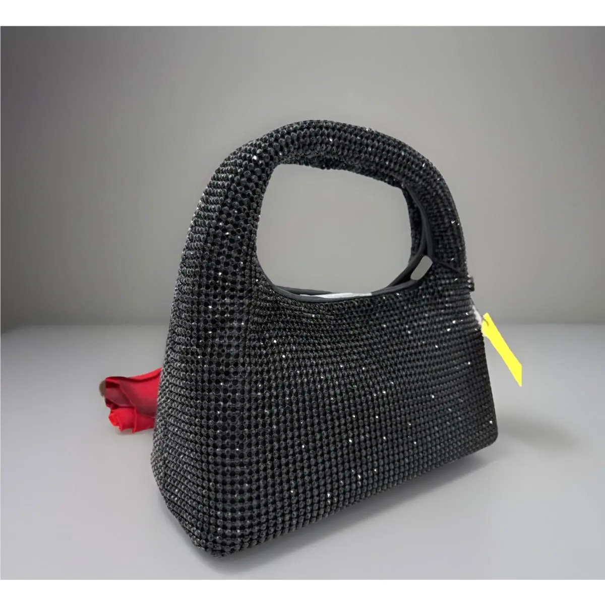 Marc Jacobs The Mini Sparkling Rhinestone Sack Top Handle Bag In Black