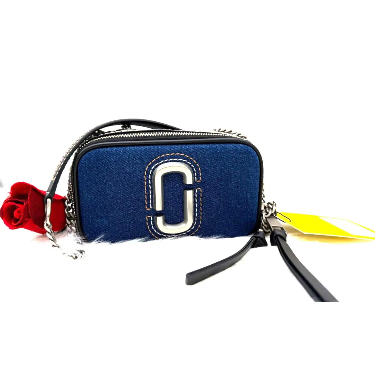 Marc Jacobs The Denim Chain Snapshot Convertible Bag In Dark Wash