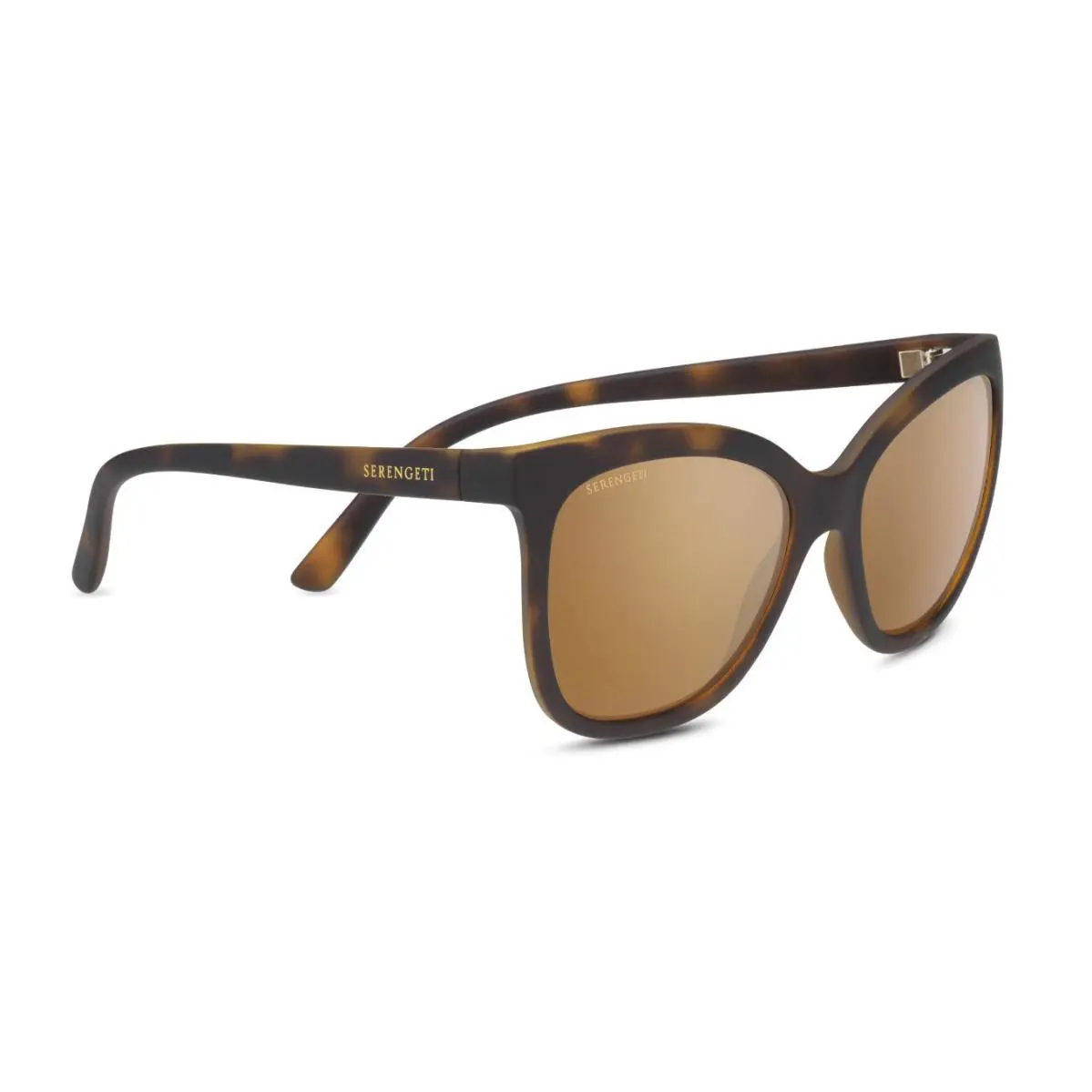 Serengeti Agata Women`s Cat Eye Sunglasses - Mineral Glass Polarized Lens 8775/MatteTortoise/DriversGold