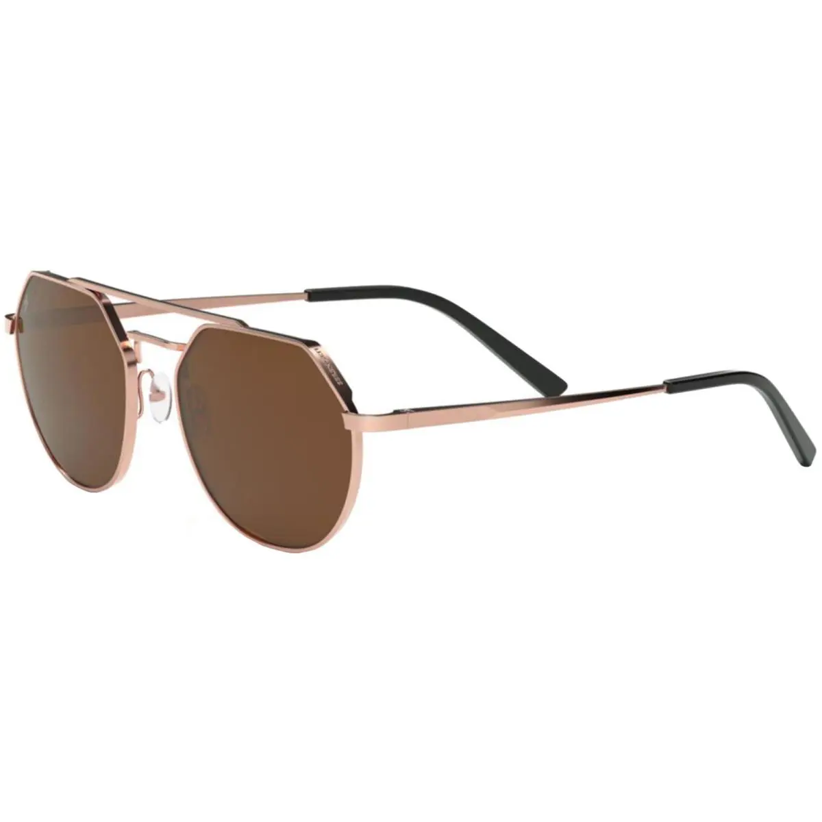 Serengeti Shelby Polarized Men`s Geometric Pilot Sunglasses SS5333P Italy Lt Rose Gold-Tone/Brown Drivers (001)