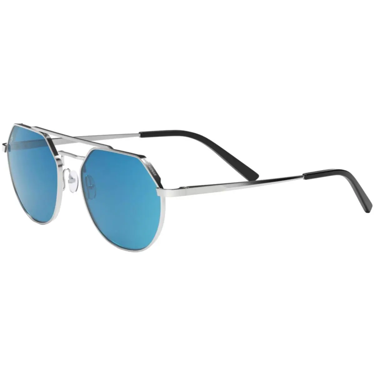 Serengeti Shelby Polarized Men`s Geometric Pilot Sunglasses SS5333P Italy Silver-Tone/555nm Blue (004)