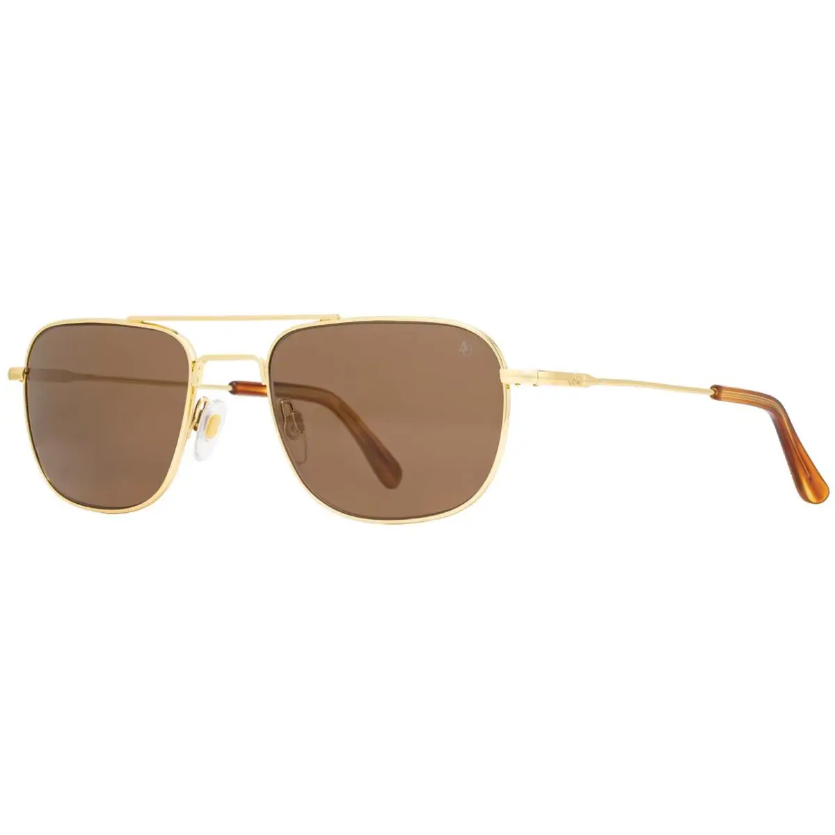 Checkmate Polarized Men`s Aviator Sunglasses - Made In Usa Gold-Tone/Cosmetan Brown (HABNN-P) by American Optical