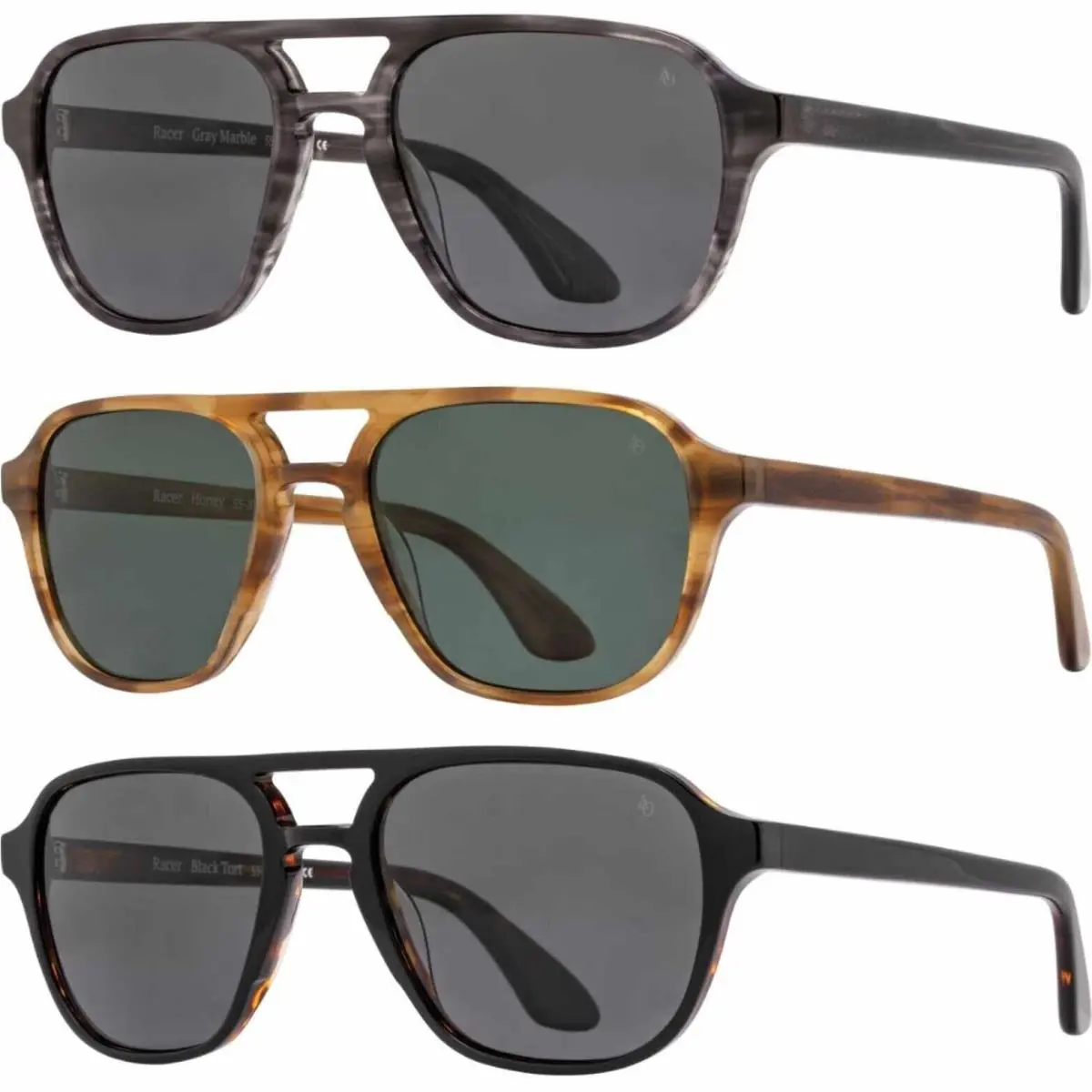 AO  Racer 55mm Sunglasses Black Tortoise Polarized by American Optical