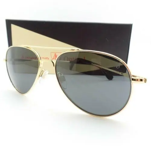AO  General 23k Gold True Gray Lens Options Sunglasses 55/14/140 Grey Glass by American Optical