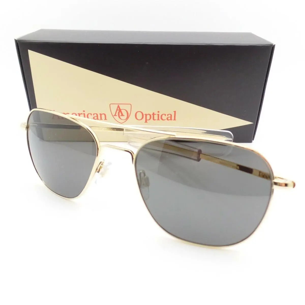 American Optical Original Pilot AO American Optical Pilot 23k Gold True Gray Lens Options Sunglasses 55/20/140 Nylon