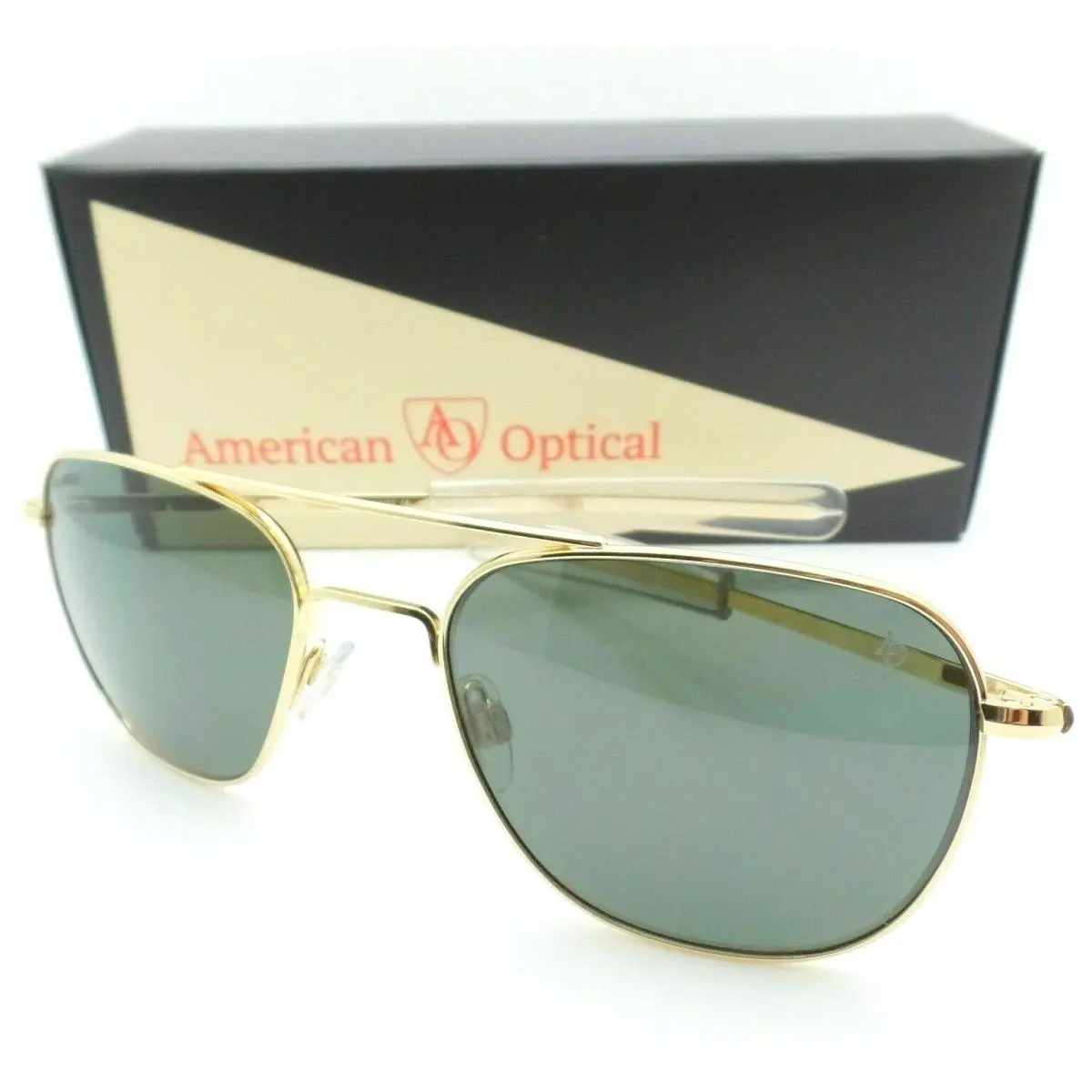 American Optical Original Pilot AO American Optical Pilot 23k Gold Green Lens Options Sunglasses