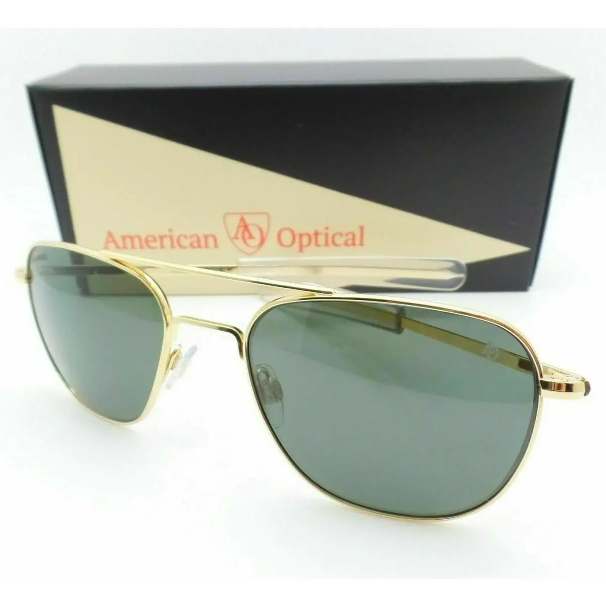 Original Pilot AO  Pilot 23k Gold Green Lens Options Sunglasses 57/20/140 Nylon by American Optical