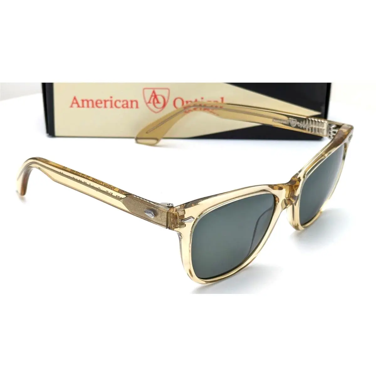 American Optical Saratoga Cat Eye Yellow Crystal Gray Womens Sunglasses 52mm