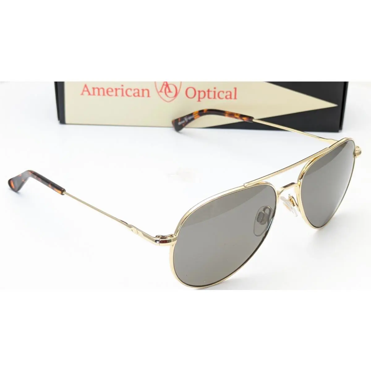 American Optical General Sunglasses 5-Rose Gold/brown Lenses Pilot Shape 58mm - Frame: Gold, Lens: Brown