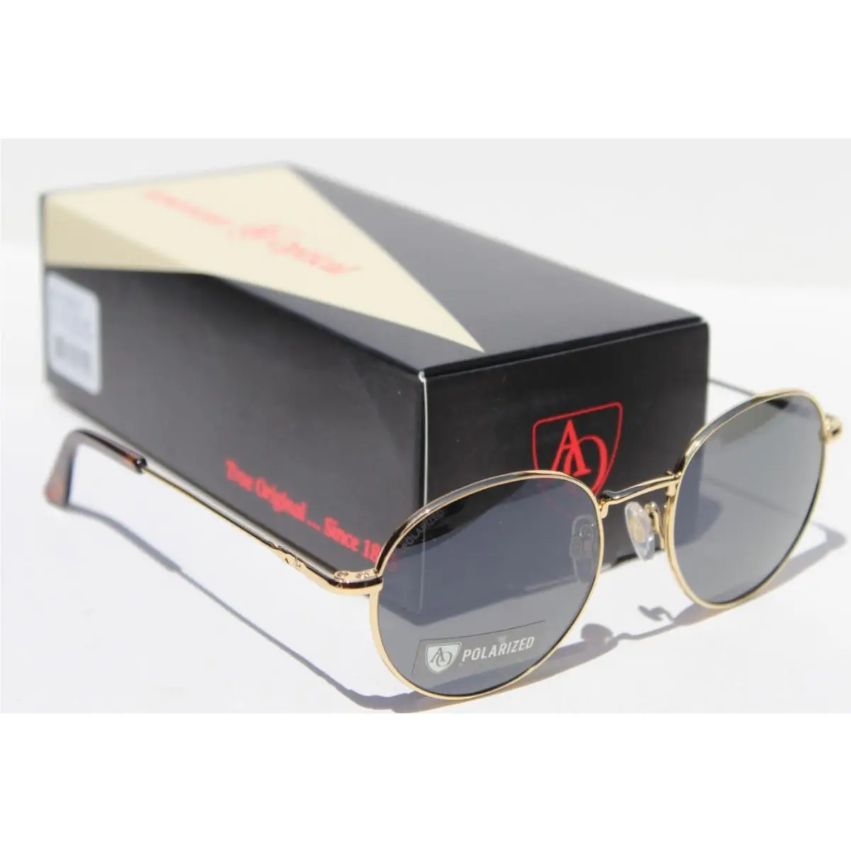 Round AO-1002 Polarized Sunglasses Gold/gray ST TO Gyn-p by American Optical