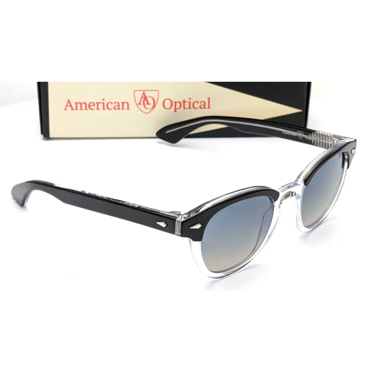 American Optical Times Oval Black Crystal Gray Unisex Sunglasses 47mm